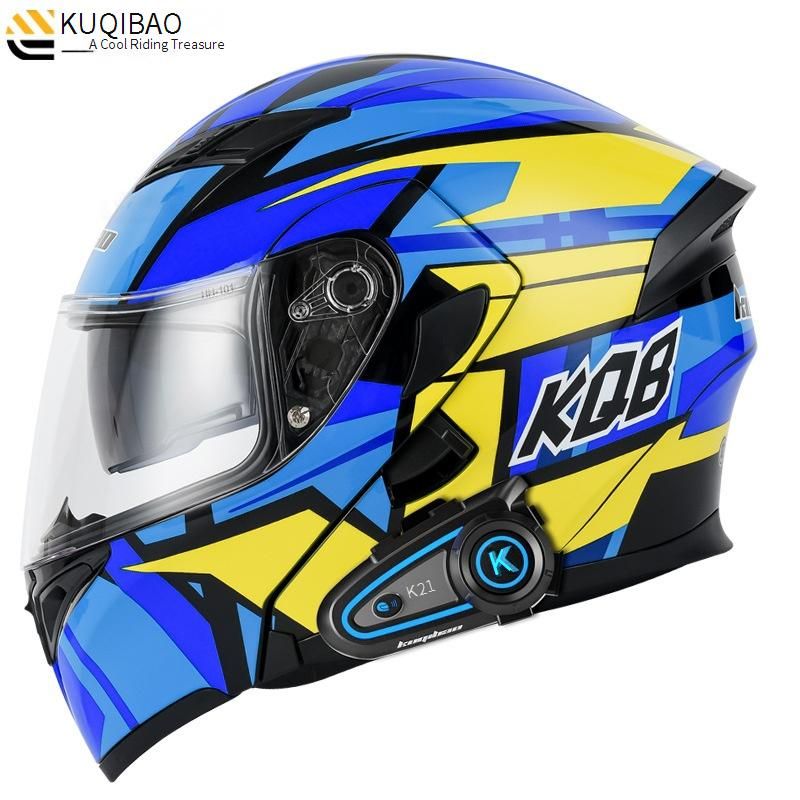 KQPB Dual Vizier Motorhelm met Bluetooth K21 - Opklapbare Integraalhelm, Lange Batterijduur, 3C Gecertificeerd, Meerdere Kleuren & Maten_voghion.com