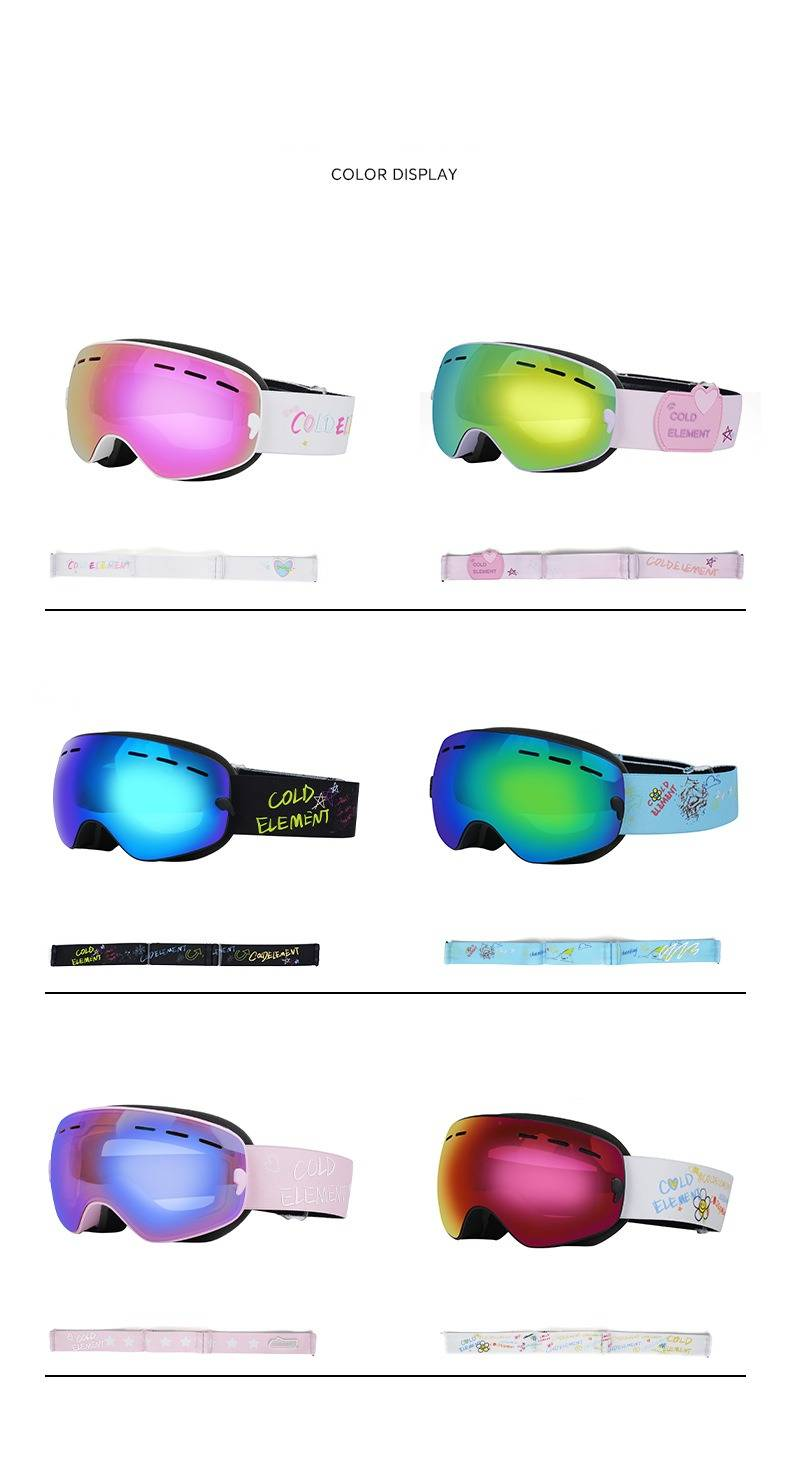 Skibrille für Kinder mit doppellagiger Antibeschlag-Linse, magnetischem Clip-On für Korrektionsbrillen, breitem kugelförmigen Design für Jungen und Mädchen_voghion.com