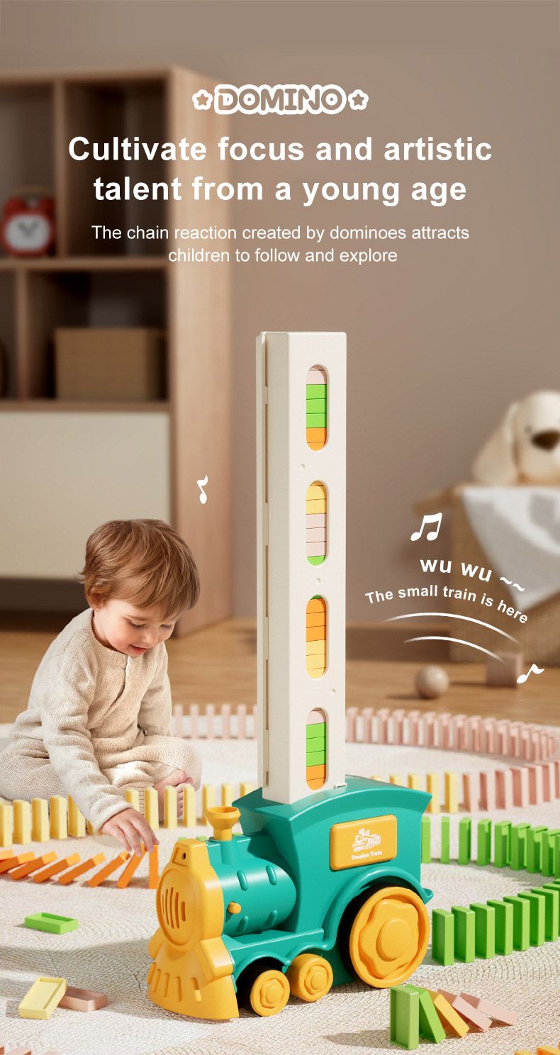 Domino Tokens Mexicain Kids Toys Electric Little Train Domino Building Block Toy Kids STEM Building Montessori Toys_voghion.com