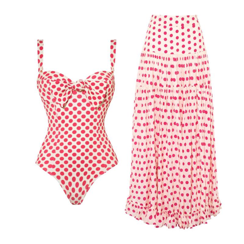 Costume da bagno intero con spacco a vita alta stampato "Small Fresh Love Holiday" per donna, 2024, bikini, nuovo stile 25236_voghion.com
