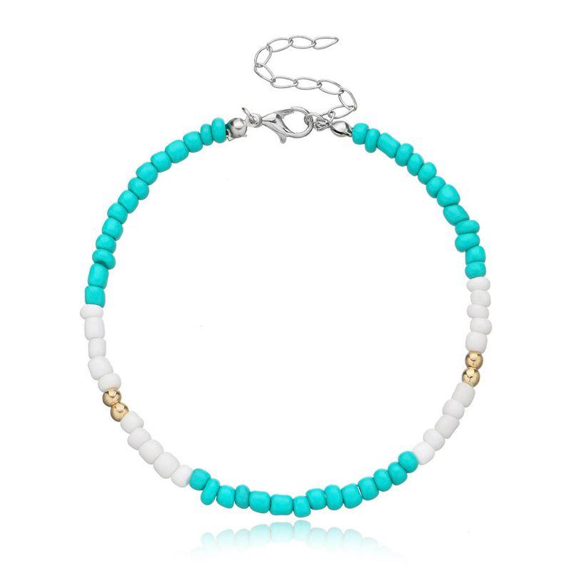 Tobillera de cuentas de semillas de colores, joyería ajustable para el pie de estilo bohemio para mujer_voghion.com