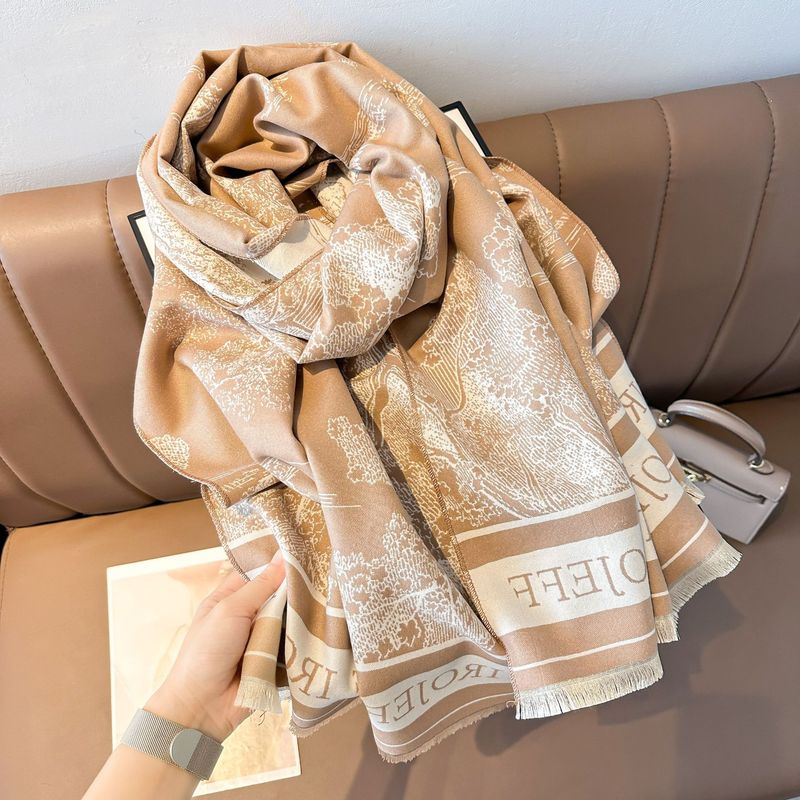 Luxury Winter Shawl Wrap - Soft Faux Cashmere Scarf With Leaf Pattern, Extra Long & Warm For Women, Versatile Fashion Accessory_voghion.com
