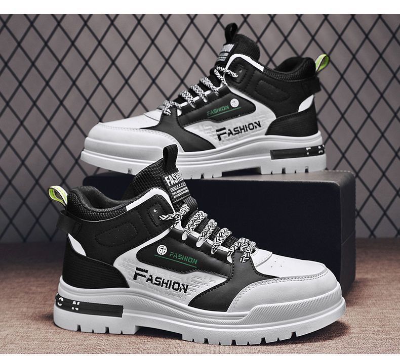 2024 Novo Martin Masculino Solado Grosso Trendy Altura Aumentando Estudante Antiderrapante Versátil Esportes e Lazer High Top Board_voghion.com