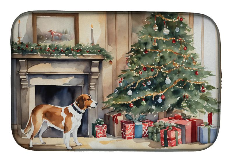 English Foxhound Cozy Christmas Dish Drying Mat Absorbent Dish Drying Mat Pad for Kitchen Counter Dish Drainer Mat for Countertop, 14 x 21", Multicolo_voghion.com