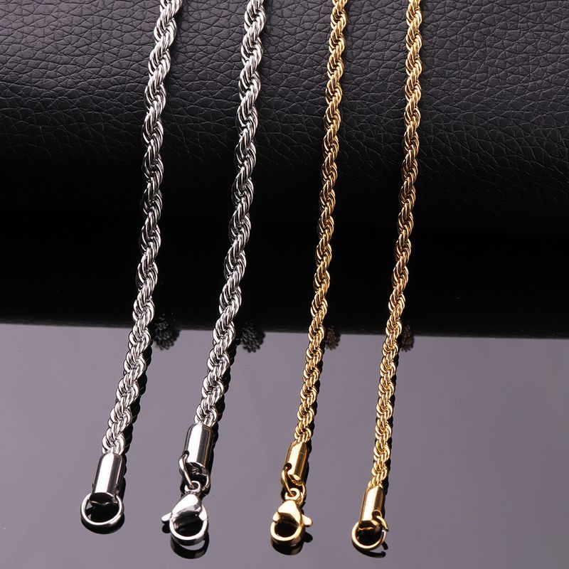 HNSP 316L Stainless Steel Twisted Rope Chain Necklace For Men Women Jewelry Accessories_voghion.com