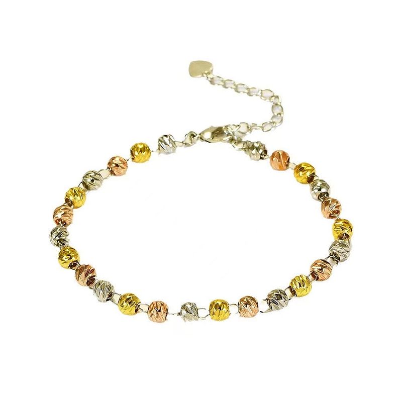 Affordable Fashion Simple And Elegant Copper-Plated Colored Gold Cut Round A String Of Beads Bracelet Jewelry Gift_voghion.com