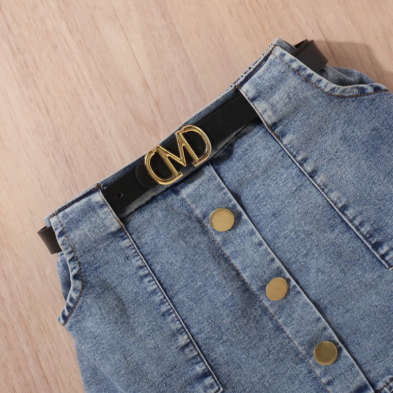 Roupas de bebê vestido infantil meninas cor sólida colete sem mangas top jeans bolsa aberta saia plissada terno_voghion.com