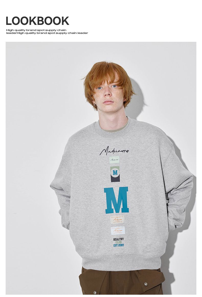 Felpa con cappuccio girocollo stampata e in pile alla moda per uomo e donna_voghion.com