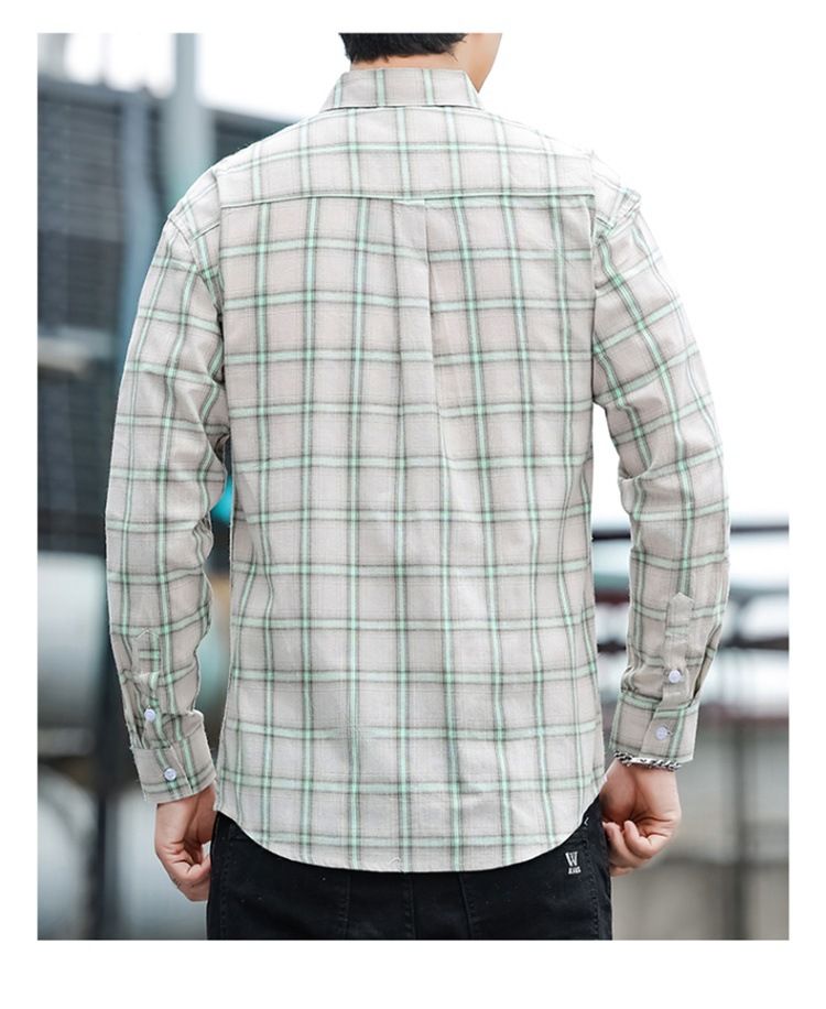 Long Sleeved Checkered Shirt For Men, Trendy, Simple, Versatile, Slim Fit, Commuting, Casual Shirt_voghion.com