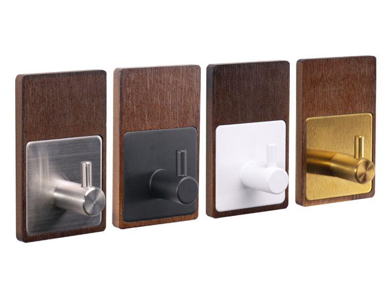 Hersteller Punch Free Bambus Holz Kleiderhaken Badezimmerhaken Klebehaken Edelstahl Schlafzimmer Wohnzimmer Eingang Klebehaken Massivholz_voghion.com
