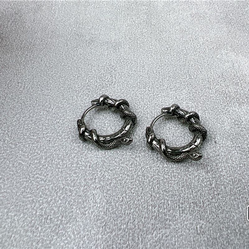 Orecchini vintage in rame con serpente, stile punk, gotico, streetwear, unisex, audaci e appariscenti_voghion.com