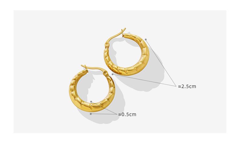 Golden Temperament Light Body Geometric Pattern U-shaped Earrings Titanium Steel Non Fading Earrings_voghion.com