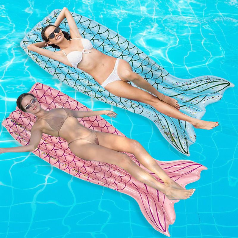 Glitter Mermaid Aufblasbare Schwimmende Reihe Fischschwanz Erwachsene Wasser Aufblasbare Schwimmende Bett Fahrt Spielzeug_voghion.com