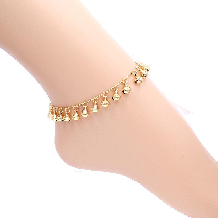 AW02 Bijoux de pied élégants de mode coréenne, bracelet de cheville en or avec cloche_voghion.com