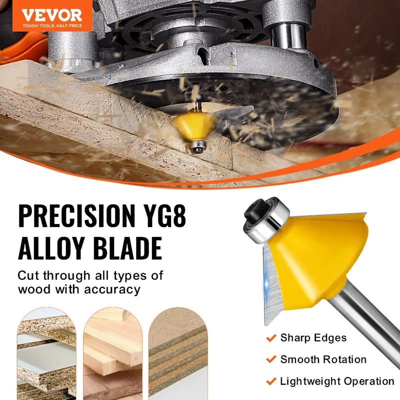 1 Bits Router 4 Bit Set Shank Router Pieces 15 Inch Carbide Carrying Case_voghion.com