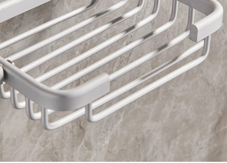 Jabonera de aluminio inoxidable: organizador de baño de pared sin taladros y con orificios de drenaje (plata elegante, opciones individual, doble y triple)_voghion.com