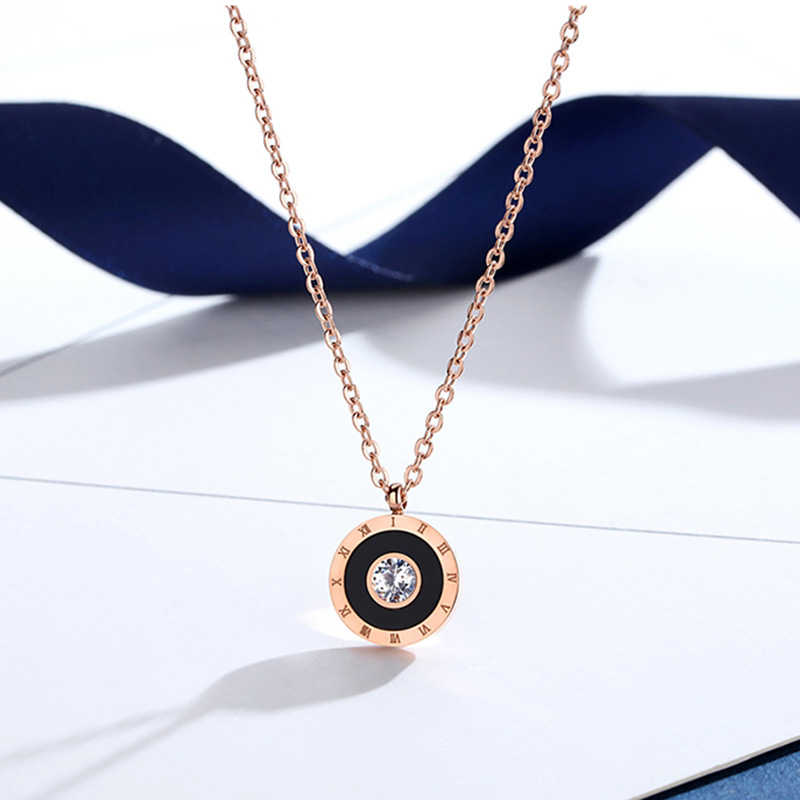 Stainless Steel KPOP Korean Fashion Roman Numerals Bracelet Necklace For Women Romantic Gold Plated Bangles Pendants Clavicle Chain Jewelry_voghion.com