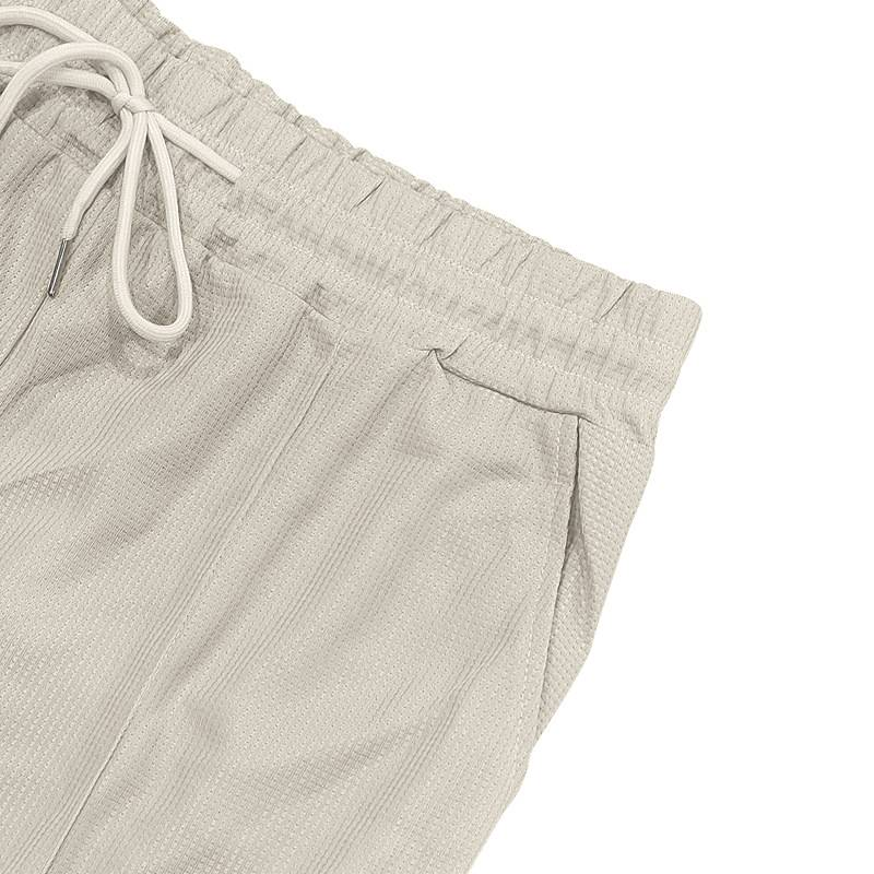 Waffle Herren Sommer Casual Tethered Henry Kurzarm Shorts Anzug_voghion.com