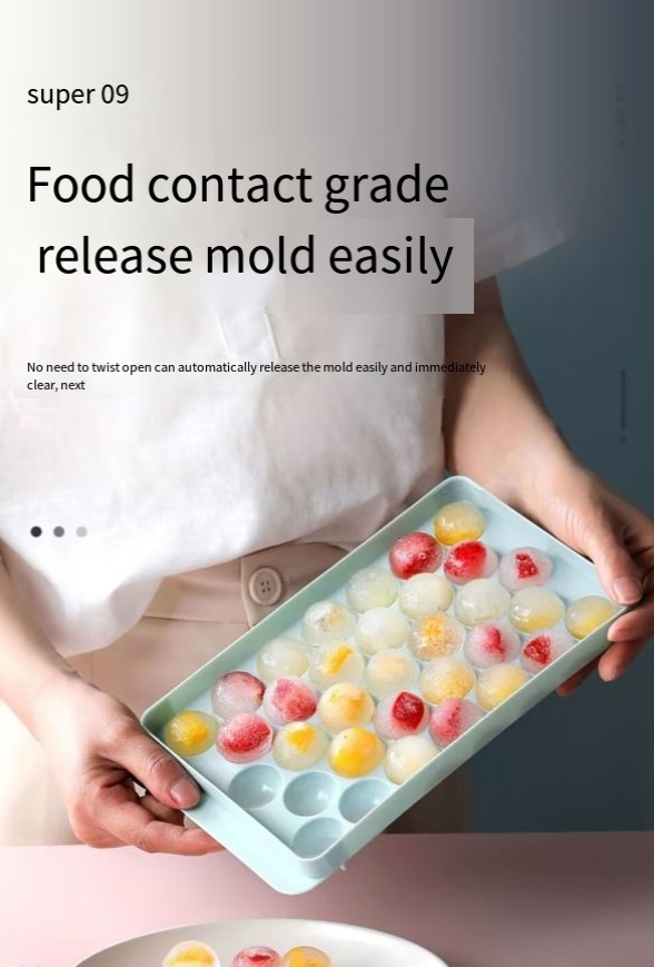 Eiswürfelschale 33 Eiskugelform Kreativ mit Deckel Hausgemachte runde Eiswürfelschale Home Schnellgefrorener Eiswürfel_voghion.com