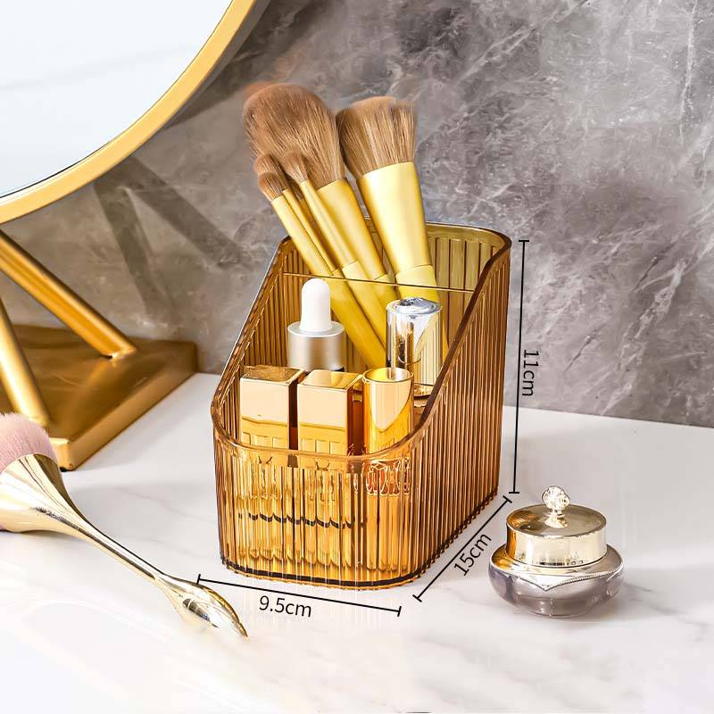 Caixa de armazenamento de mesa com várias grades, caixa transparente para cosméticos, penteadeira de luxo, batom, produtos para cuidados com a pele, prateleira para armazenamento de PET_voghion.com