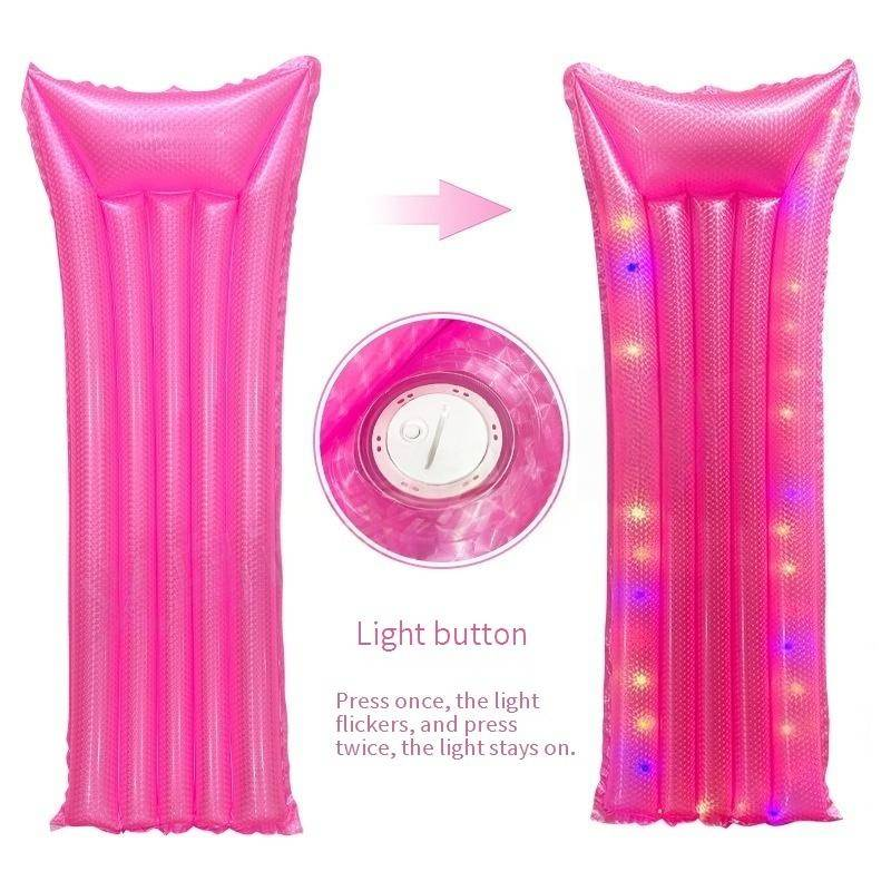 Led Light-Up Inflatable Lounge Float - Pearl Glow Floating Bed For Adults (Single Person Battery Powered)_voghion.com