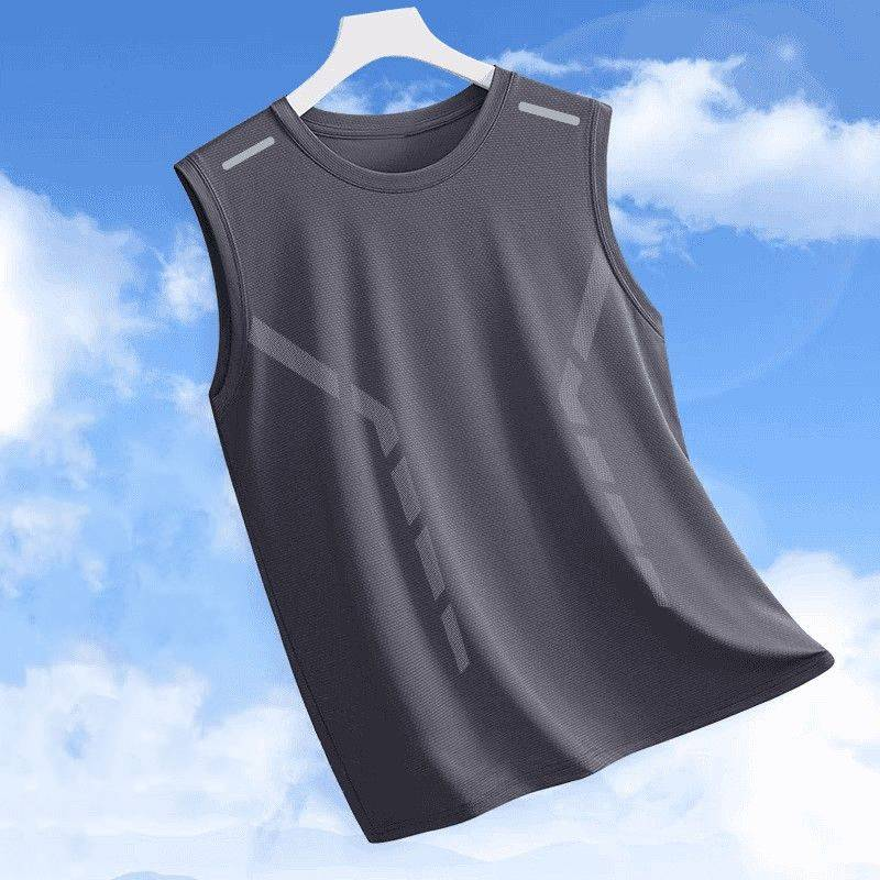 Running Summer Sleeveless T-shirt Quick Drying Sports Fitness Tank Top Mesh Breathable Shoulder Thin_voghion.com
