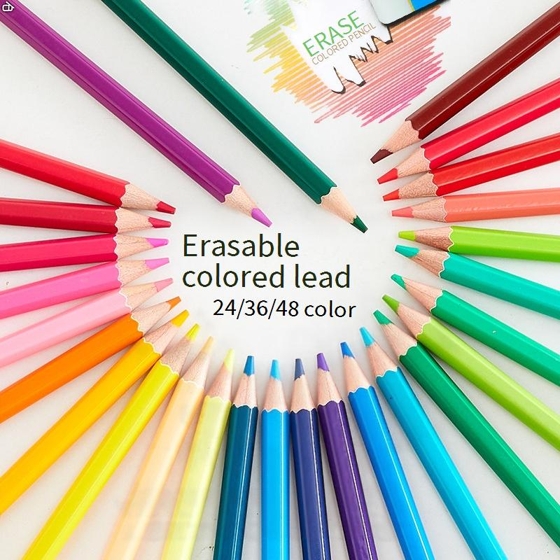Washable Colored Pencils For Kids & Students - 24/36/48 Colors Erasable Wooden Art Pencils, Safe Non-Toxic Drawing Supplies For Sketching_voghion.com