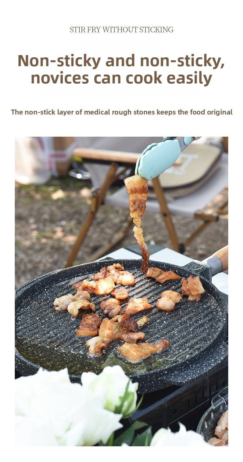 Home-Use Aluminum Non-Stick Round Teppanyaki Pan – For Steak, Pizza & Baking_voghion.com