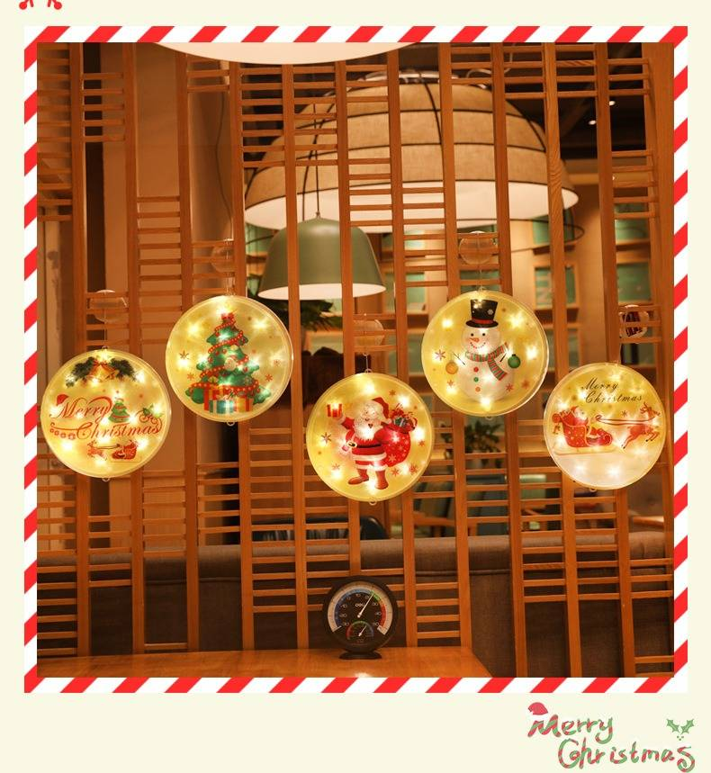 Luces navideñas LED con ventosa: luces de estrella para ventana a pilas para decoración navideña, guirnalda de luces festivas con 6 colores temáticos._voghion.com