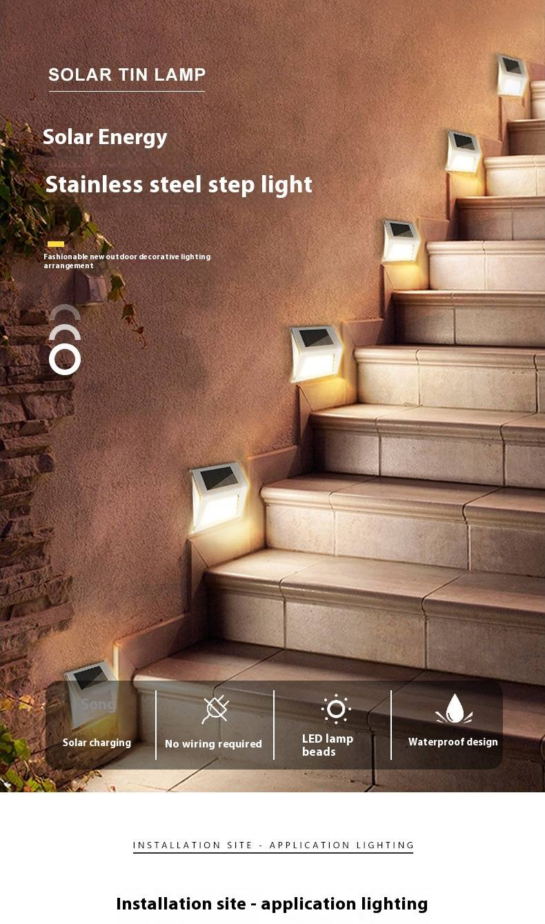 HDH Solar-Stufenleuchten für den Außenbereich, warmweiße LED-Treppenleuchten für Garten, Weg, Zaun, Wand, Terrasse, wasserdichte und energiesparende dekorative Beleuchtung_voghion.com