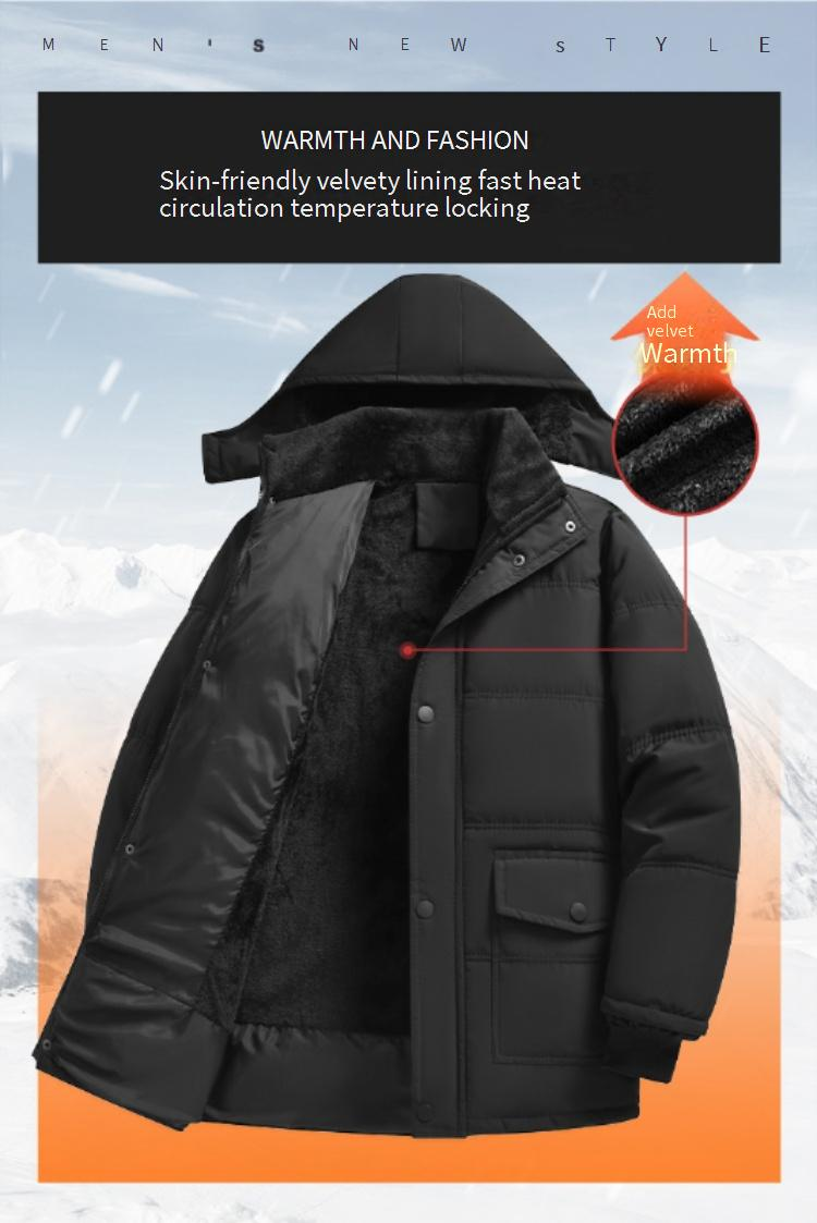 Men's Winter Detachable Hood Coat – Slim-Fit Wool-Blend Jacket With Windproof Lining & Contrast Stitching (XL-5XL, Wrinkle-Resistant)_voghion.com
