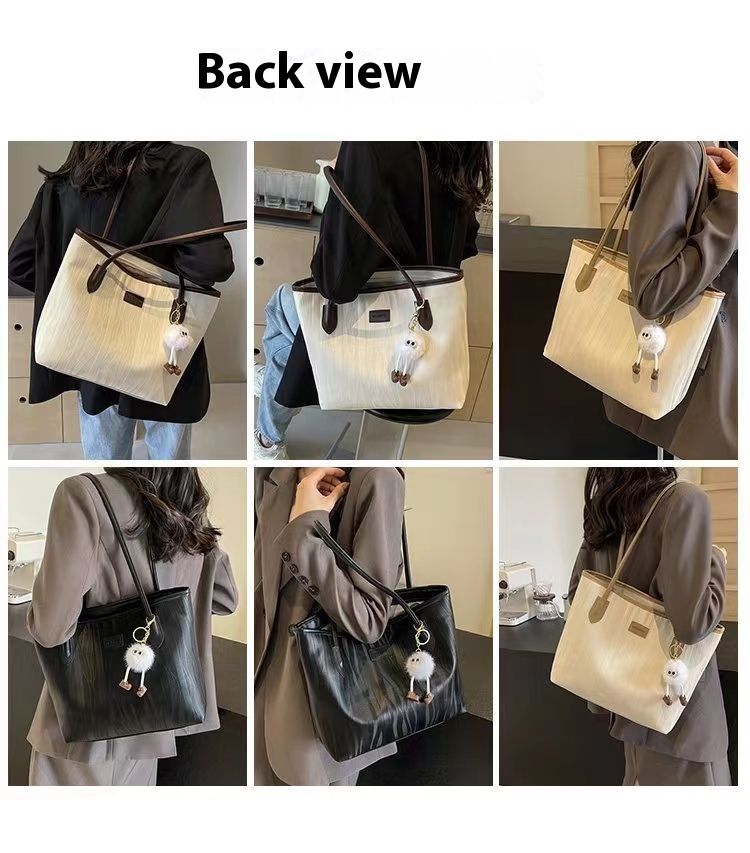 Women's Large Capacity Tote Bag - Mini Crossbody Shoulder Bag For Work, Commute & Casual Outfits, Lightweight Polyester With Detachable White Charm_voghion.com
