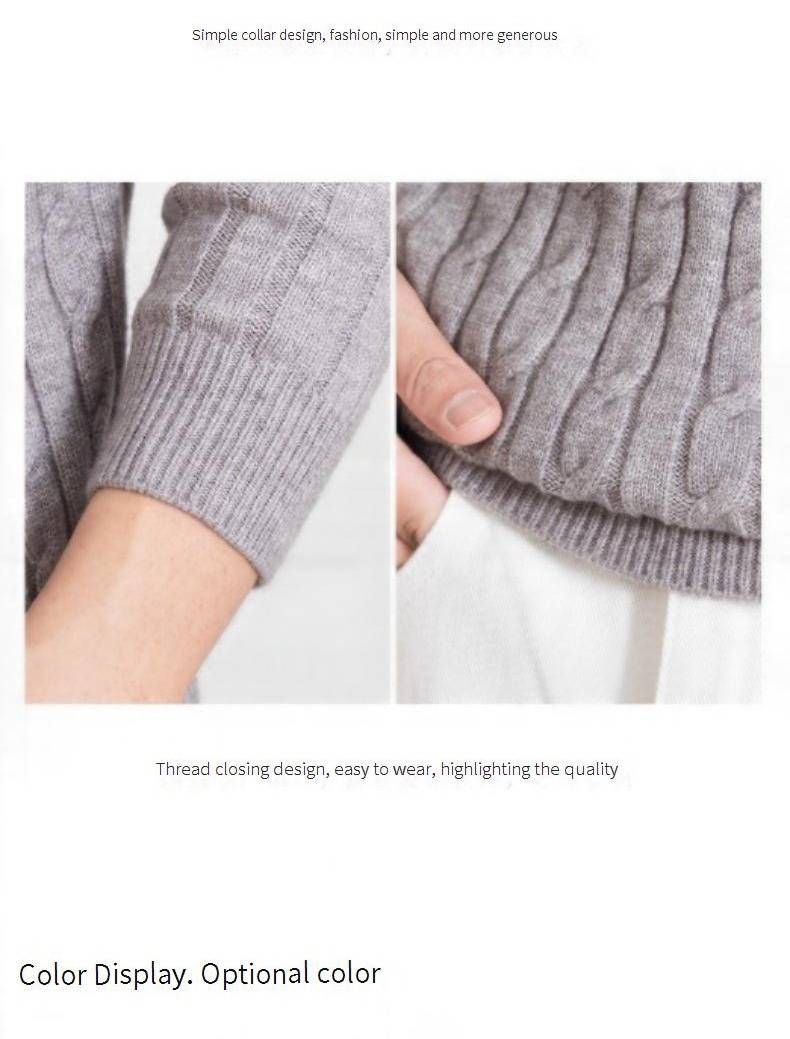 Maglione invernale da uomo in maglia a trecce, con mezza zip, spesso e casual, girocollo, da indossare tutti i giorni_voghion.com