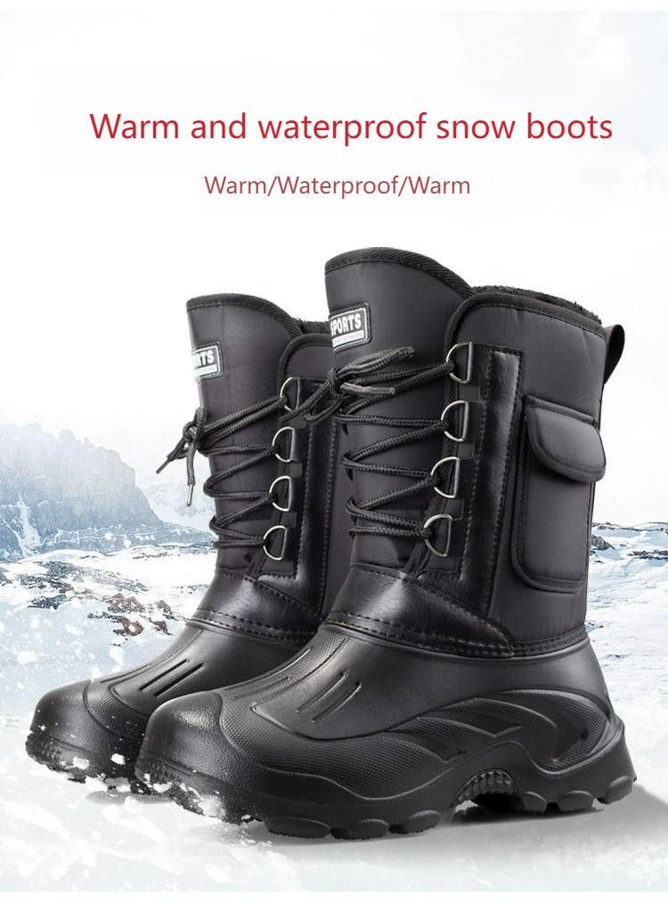 Stivali da neve invernali da uomo – Scarpe da pesca impermeabili in EVA con fodera in pile e suola antiscivolo (nero/blu/verde, calzano piccole)_voghion.com