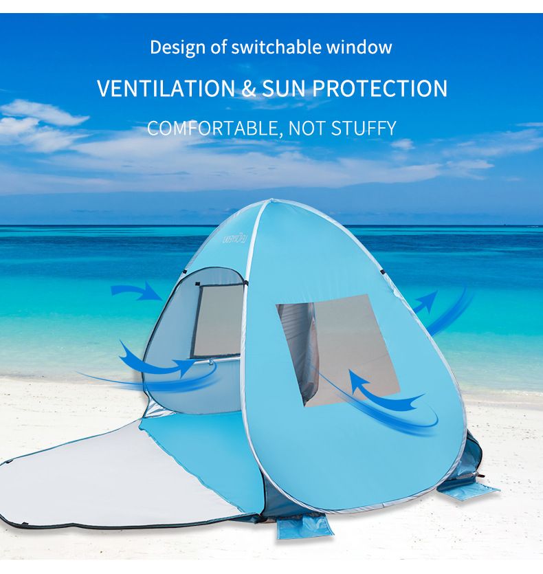 Tenda da spiaggia per esterni, con apertura rapida, automatica, pop-up, semplice parasole, baldacchino per il tempo libero sulla spiaggia, con porte e doppie finestre_voghion.com