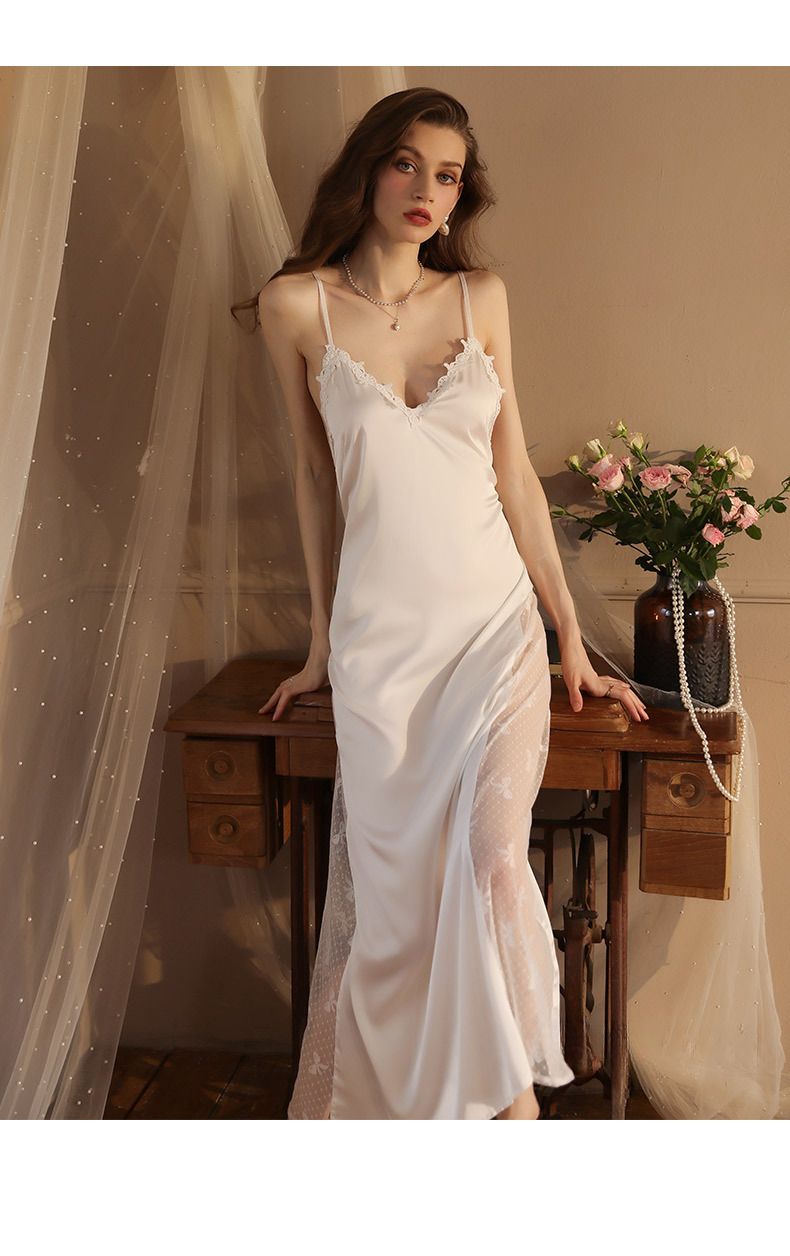 New Arrival! Sensuous Extended Satin Bathrobe Nightgown - Long-Sleeved Pajamas For Women's Luxurious Lounging_voghion.com