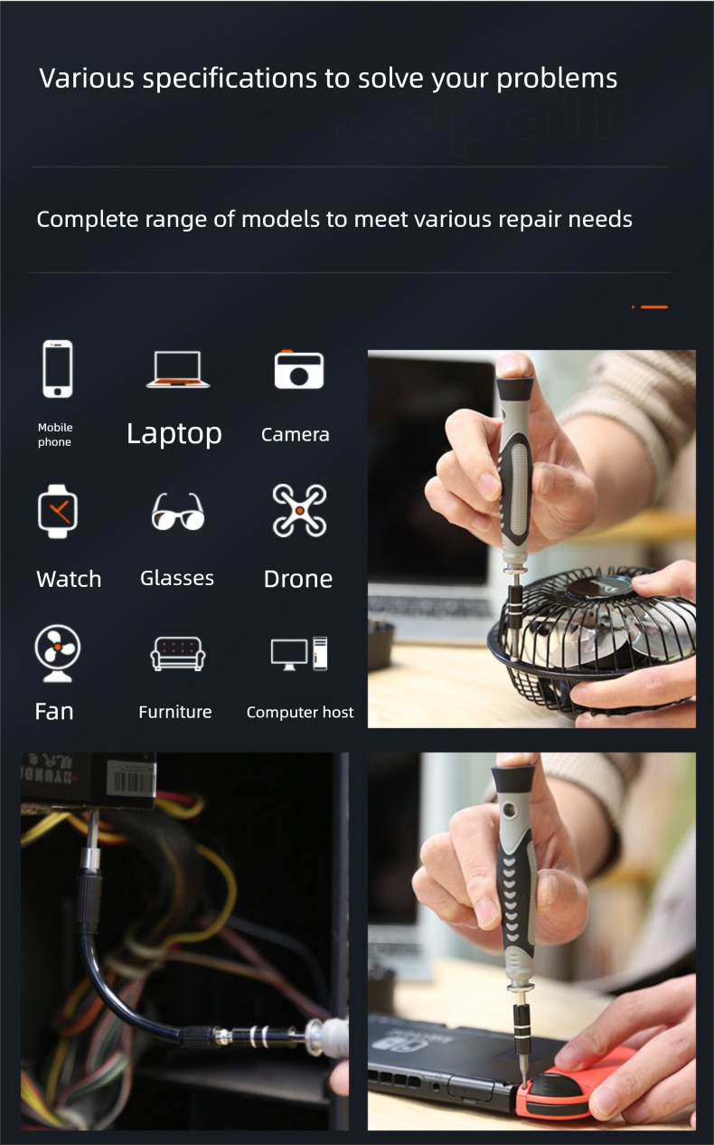 Cross-Border Disassembly Tool 130 Pieces Precision Multi-Function Screwdriver Set Household Combination CRV Steel Manual_voghion.com