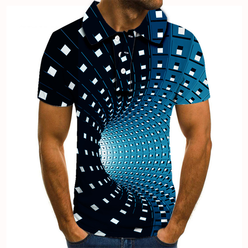 Jauns modes 3D polo krekls vīriešu modes apģērbs ikdienišķs piegulošs slaids polo krekls ar pogas augšdaļu_voghion.com