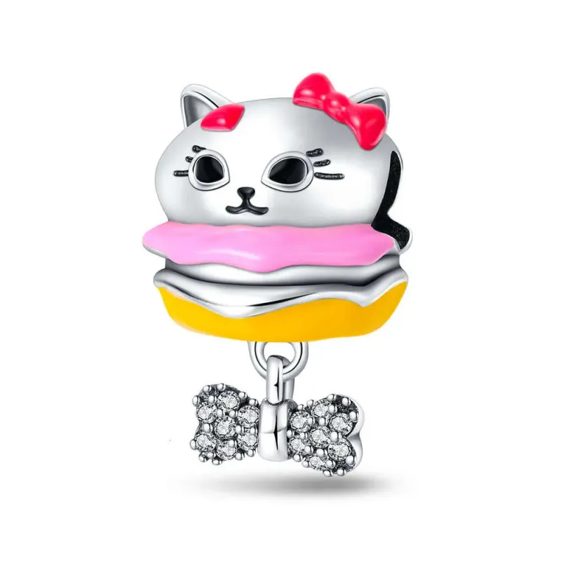 925 Sterling Silver Pet Life Series Charms Cat Burger Family Beads Fit Bracelet Necklace DIY For Women Fashion Jewelry_voghion.com