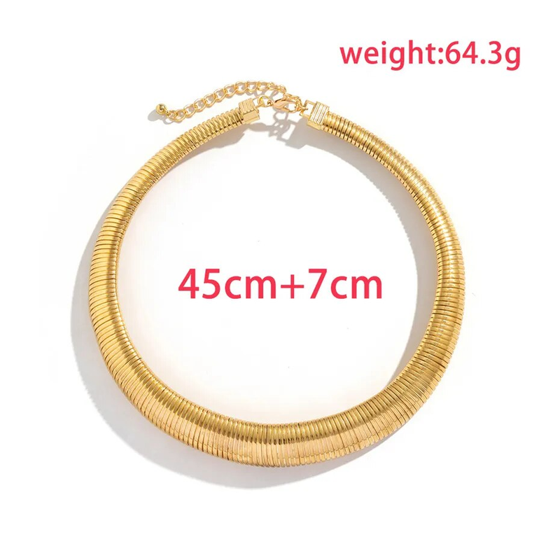 Gypsy Exaggerated Heavy Metal Twisted Torques Choker Necklace for Women Spiral Big Chunky Chain Grunge Jewelry Steampunk_voghion.com