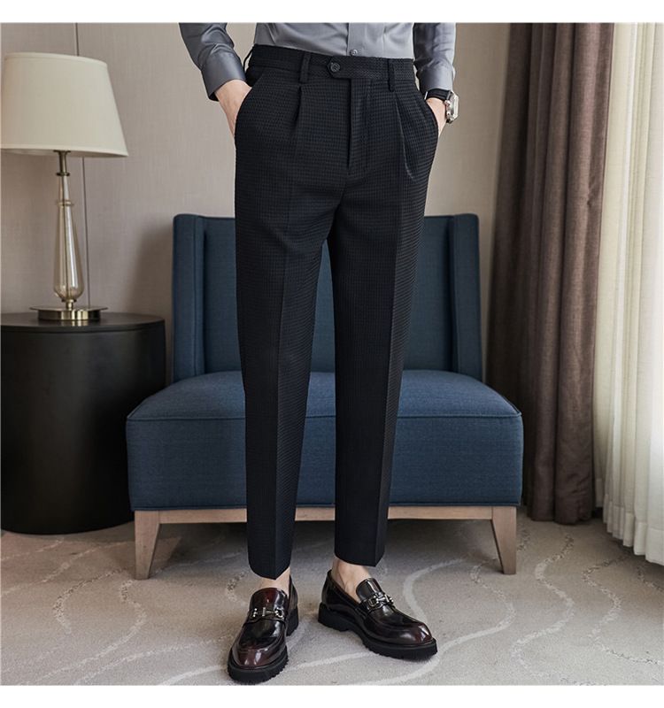 Nuovi pantaloni da uomo pantaloni casual in tessuto waffle di qualità alla moda pantaloni casual in vita elastica di fascia alta_voghion.com