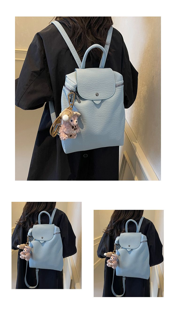 Korean version niche 2024 new dragon bags Xiang trendy fashion student large capacity soft leather backpack_voghion.com