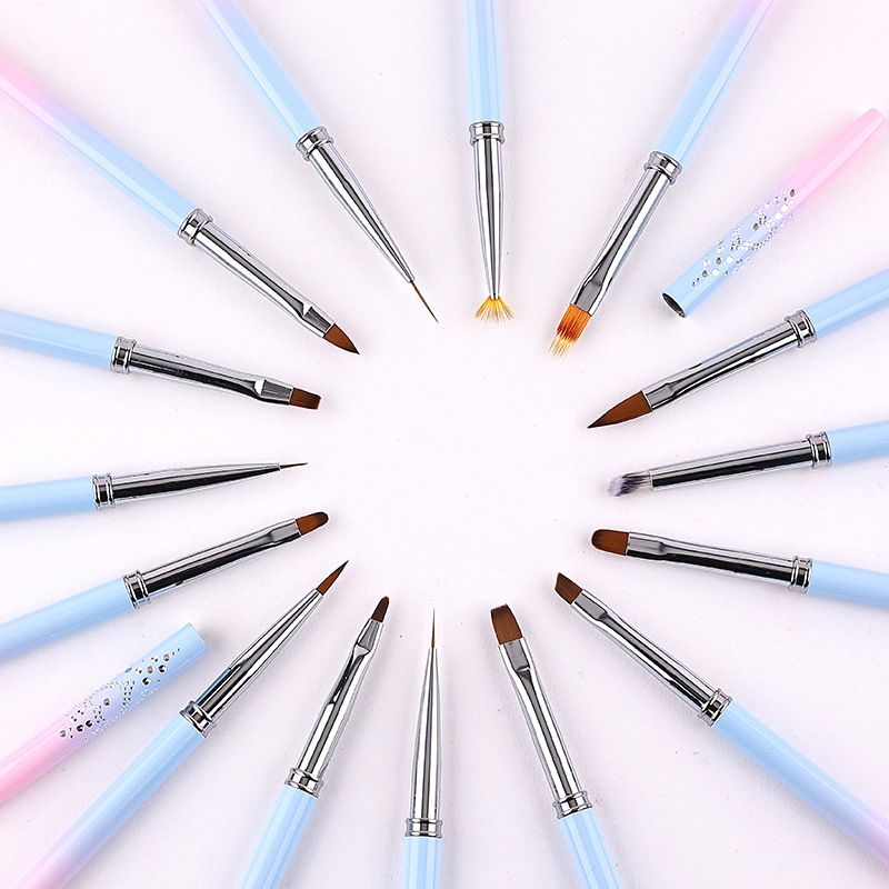 15Pc Nail Art Stripe Liner Brush 3D Tips Manicure Pull Line Smudge Photootherapy Σχέδιο στυλό UV Gel Βούρτσες Εργαλείο ζωγραφικής_voghion.com