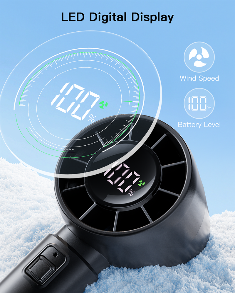 coldSky Handheld Mini 4000mAh Battery Portable Rechargeable With LED Display 5 Speed Turbo Fan For Beach Travel Vacation_voghion.com