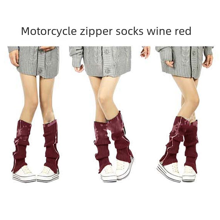 Wollsocken Füße Großhandel Frauen koreanische Version von Herbst und Winter Haufen Socken gestrickt Bein Reißverschluss Stiefel Stiefel Socken Flut Socken_voghion.com