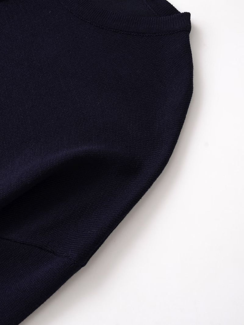 Women's Clothing Elegant Round Neck Long Sleeve Knit Sweater For Women - Solid Color With Button Accents, Loose Fit, Versatile Streetwear_voghion.com