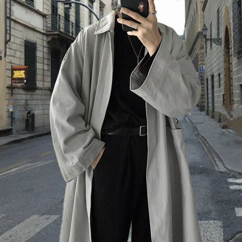 Men's Casual Tall Windbreaker Jacket, Personalized Mid Length Outerwear, Cardigan, Artistic Cloth, Trendy Men's_voghion.com