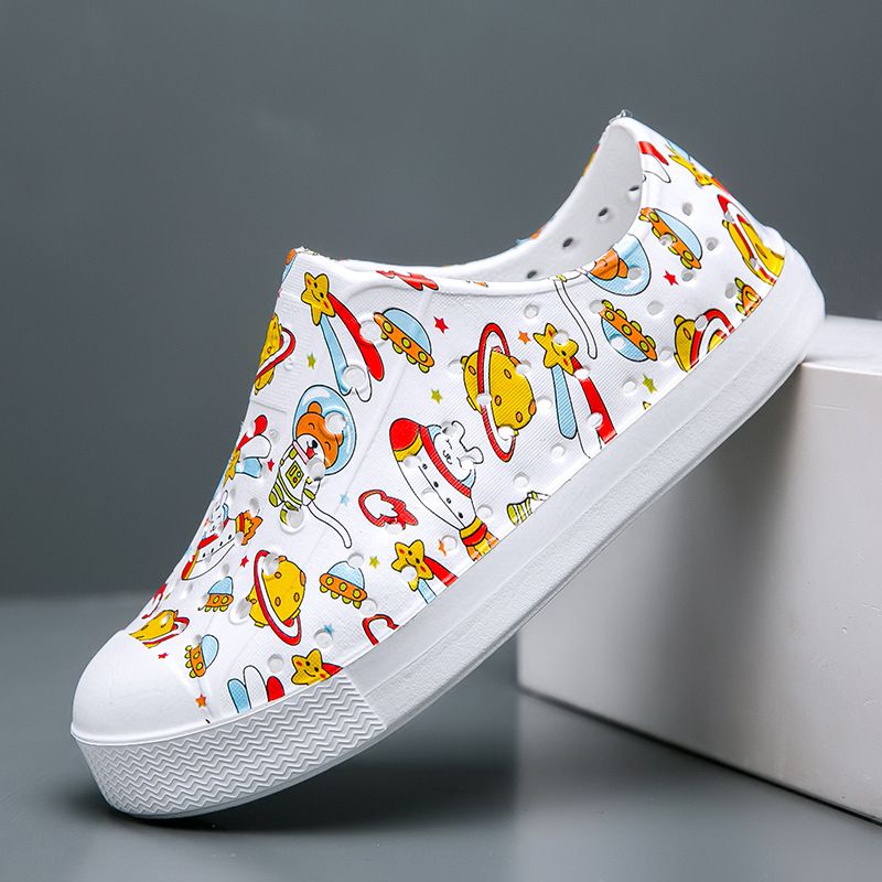 Kinderschuhe Bamboo Tune Kinderlochschuhe Jungen und Mädchen Kinder Casual Atmungsaktiv Graffiti Style Weiche Sohle Strand Watsandalen_voghion.com