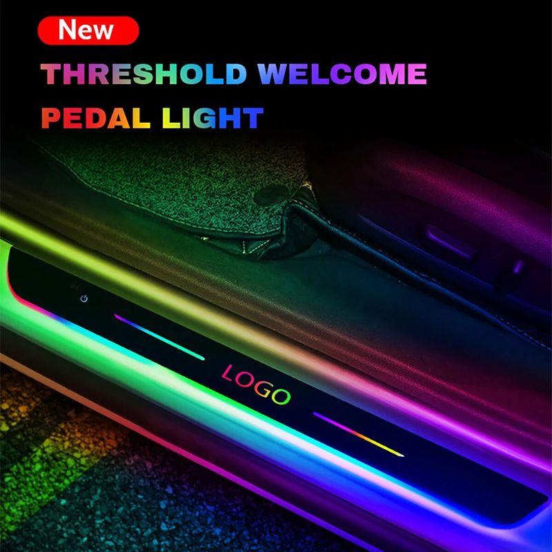 Lampada da soglia per portiera auto, proiettore di benvenuto, luce di soglia, alimentazione USB, luce di benvenuto a LED mobile a pedale_voghion.com