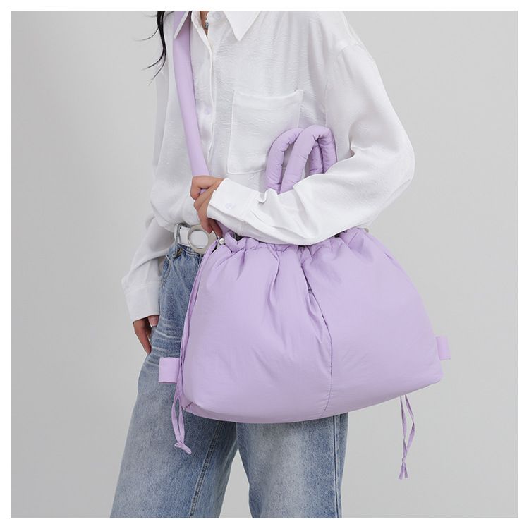 New style portable down cotton bag winter versatile fashion shoulder messenger bag multifunctional pleated casual backpack_voghion.com